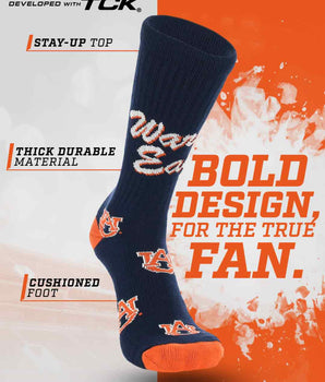 TCK socks Auburn Tigers Mayhem Crew Socks (Made in USA)