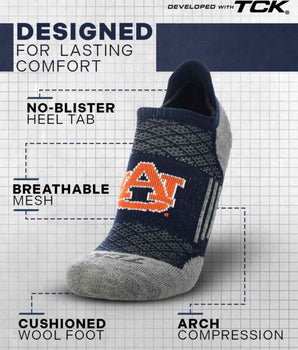 TCK socks Auburn Tigers Tour No Show Tab Socks - Made in USA