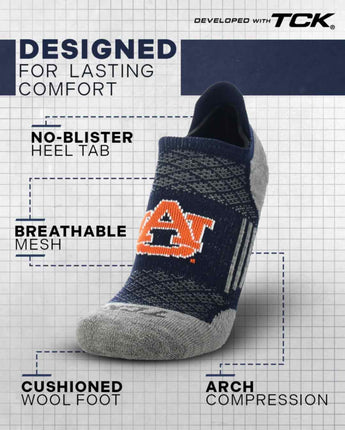 TCK socks Auburn Tigers Tour No Show Tab Socks - Made in USA