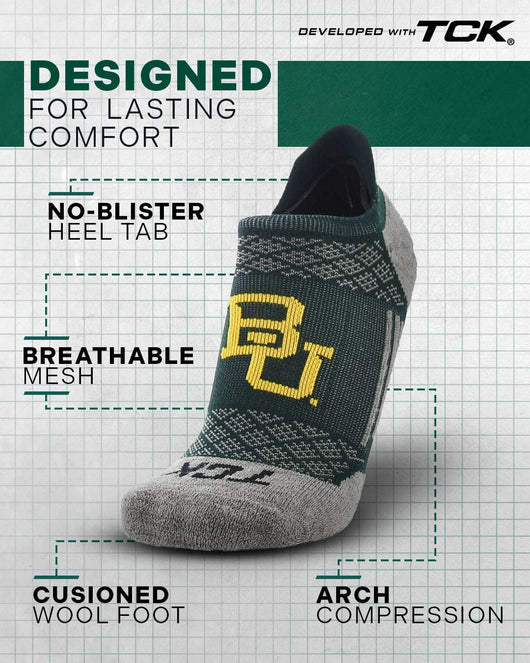 TCK socks Baylor Bears No Show Running & Golf Socks Mens & Womens - Tour - Performance Athletic Ankle Tab Socks, Soft Cushioned