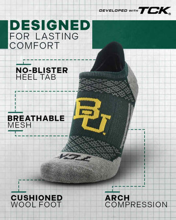 TCK socks Baylor Bears Tour No Show Tab Socks - Made in USA
