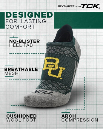 TCK socks Baylor Bears Tour No Show Tab Socks - Made in USA
