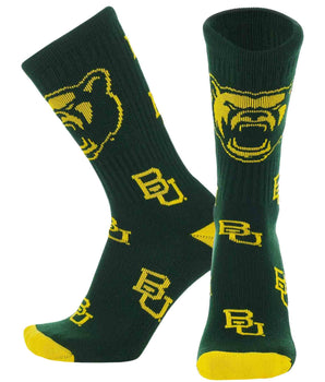 TCK socks Baylor Dark Green/Gold / Large Baylor Bears Mayhem Crew Socks (Made in USA)