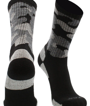TCK socks Black Camo / Medium Merino Wool Hiking Socks Crew Length