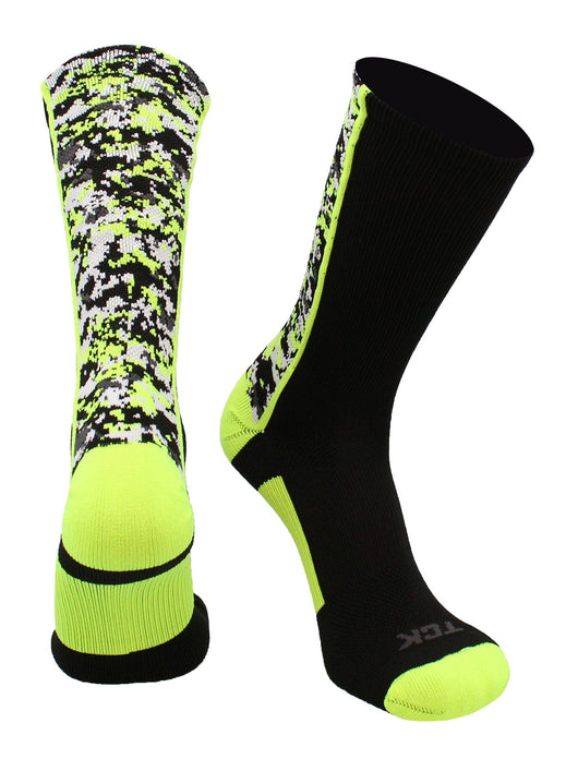 TCK socks Black/Electric Green / X-Large Digital Camo Crew Socks
