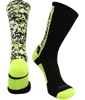 TCK socks Black/Electric Green / X-Large Digital Camo Crew Socks