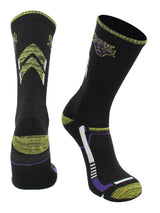 TCK NCAA Performance Champion Crew Socks – Minnesota State Mavericks, Black/Gold, Large