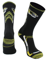 TCK NCAA Performance Champion Crew Socks – Missouri Tigers, Black/Gold, Large