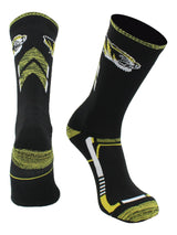 TCK NCAA Performance Champion Crew Socks – Missouri Tigers, Black/Gold, Large
