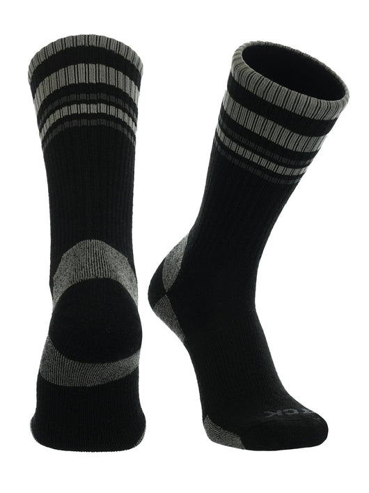 TCK socks Black/Grey / X-Large Merino Wool Hiking Socks For Men & Women - Striped