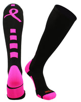 TCK socks Black/Hot Pink / Large Baseline Breast Cancer Awareness Over the Calf Socks