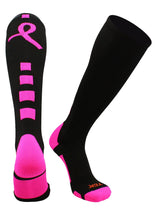 TCK socks Black/Hot Pink / Large Baseline Breast Cancer Awareness Over the Calf Socks