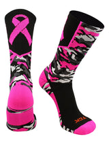 TCK socks Black/Hot Pink / Large Breast Cancer Awareness Camo Crew Socks