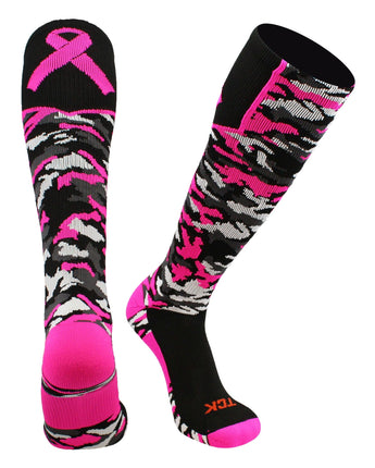 Breast Cancer Awareness Camo Over The Calf Socks