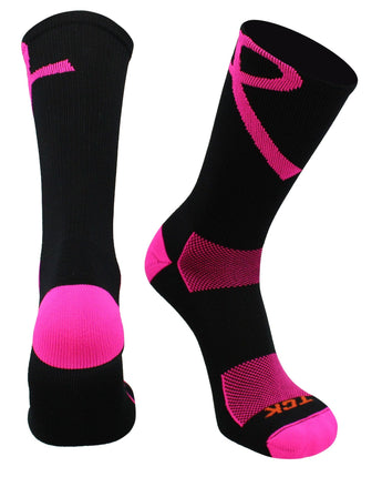 TCK socks Black/Hot Pink / Large Pink Ribbon Awareness Crew Socks
