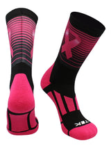 TCK socks Black/Hot Pink / Large Stripes Breast Cancer Awareness Crew Socks