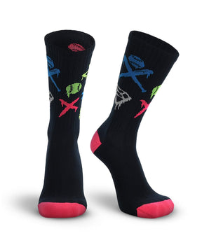 TCK socks Black/Hot Pink / Small After-Glow Graffiti Neon Baseball Crew Socks