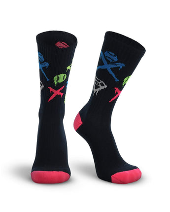 TCK socks Black/Hot Pink / Small After-Glow Graffiti Neon Baseball Crew Socks