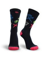 TCK socks Black/Hot Pink / Small After-Glow Graffiti Neon Baseball Crew Socks