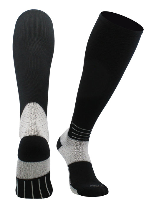 TCK socks Black / Large Compression Socks For Women and Men, Over the Calf Graduated Compression 8-15 mmHg 20-30 mmHg