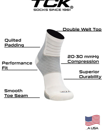 TCK socks Black / Medium Achilles Tendonitis Compression Socks For Women and Men, Low Crew 20-30mmHg Compression