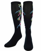 TCK socks Black/Multi-Neon / Large Lightning Bolt Tube Socks