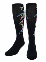 TCK socks Black/Multi-Neon / Large Lightning Bolt Tube Socks