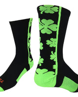 TCK socks Black/Neon Green / Medium Shamrock Lucky Clover Socks Crew Length
