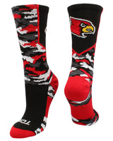 TCK socks Black/Red/White / Large University of Louisville Cardinals Woodland Camo Crew Socks