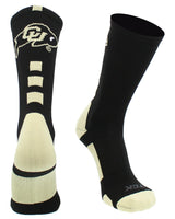 TCK socks Black/Vegas Gold / Large Colorado Buffaloes Baseline Crew USA Made