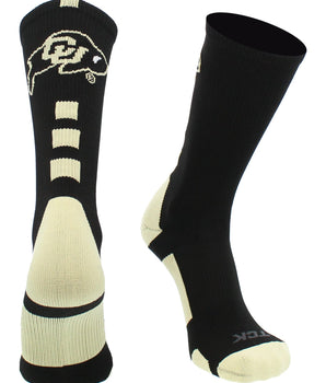 TCK socks Black/Vegas Gold / Large Colorado Buffaloes Baseline Crew USA Made