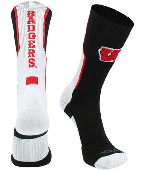 TCK socks Black/White/Cardinal / Large Wisconsin Badgers Socks Perimeter Crew