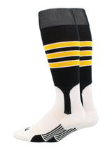 TCK socks Black/White/Gold / Small TCK Baseball Stirrup Socks with Stripes Pattern D