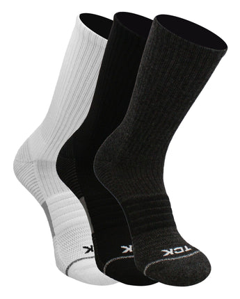 TCK socks Black/White/Graphite-3 Pack / Large Athletic Crew Socks 3-pack - Made with Recycled Yarns