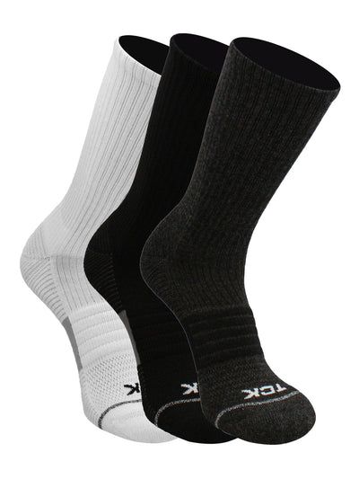 TCK socks Black/White/Graphite-3 Pack / Large Athletic Crew Socks 3-pack - Made with Recycled Yarns