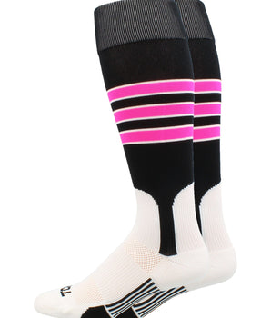 TCK socks Black/White/Hot Pink / Small TCK Baseball Stirrup Socks with Stripes Pattern D