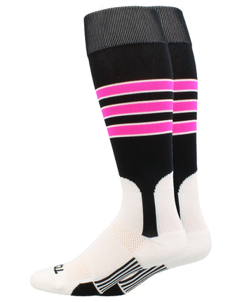 TCK socks Black/White/Hot Pink / Small TCK Baseball Stirrup Socks with Stripes Pattern D