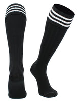 TCK socks Black White / Large Euro Style 3 Stripe Soccer Socks With Fold Down Top