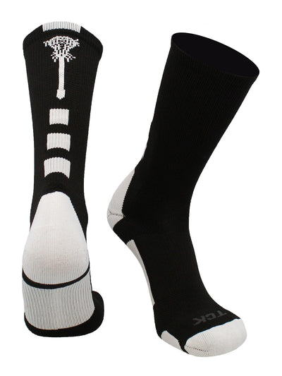 TCK socks Black/White / Large Midline Lacrosse Logo Crew Socks