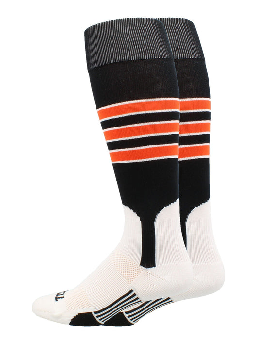 TCK socks Black/White/Orange / Small TCK Baseball Stirrup Socks with Stripes Pattern D