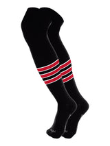 TCK socks Black/White/Scarlet / Large Baseball Socks Over the Knee Pattern D