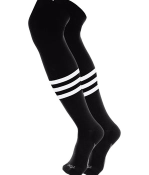 TCK socks Black/White / X-Large Dugout Striped Over the Knee Baseball Socks Pattern B