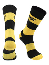 Wichita State Shockers Black & Yellow Striped Crew Socks - NCAA Men's Dress & Casual Game Day Apparel - Soft Gear, Large