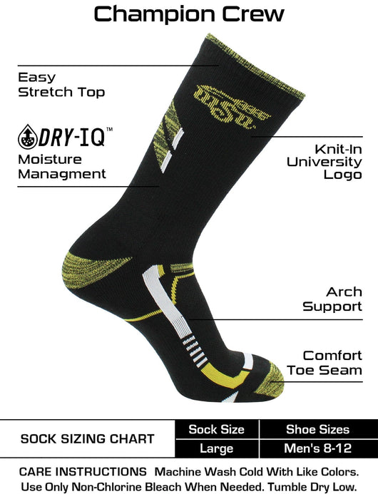 TCK socks Black/Yellow / Large Wichita State Shockers Socks Wichita State University Shockers Champion Crew Socks