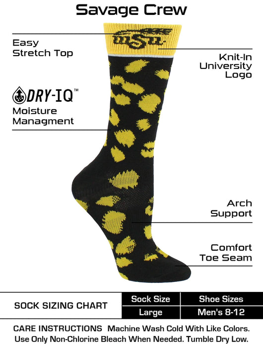 TCK socks Black/Yellow / Medium Wichita State Shockers Socks Womens Savage Crew Socks