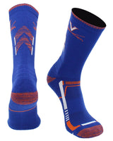 TCK NCAA Performance Champion Crew Socks – Virginia Cavaliers, Blue/Orange, Large
