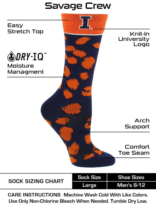 TCK socks Blue/Orange / Medium Illinois Fighting Illini Socks Womens Savage Crew Socks