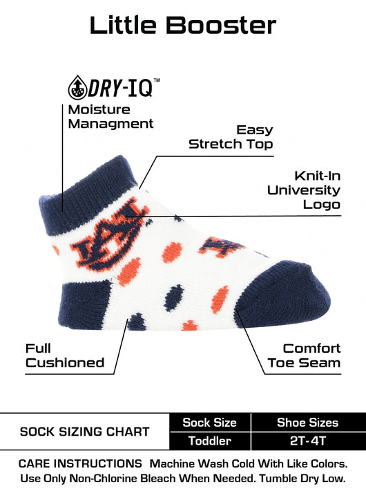 TCK socks Blue/Orange/White / 2T-4T Auburn Tigers Toddler Socks Low Cut Little Fan