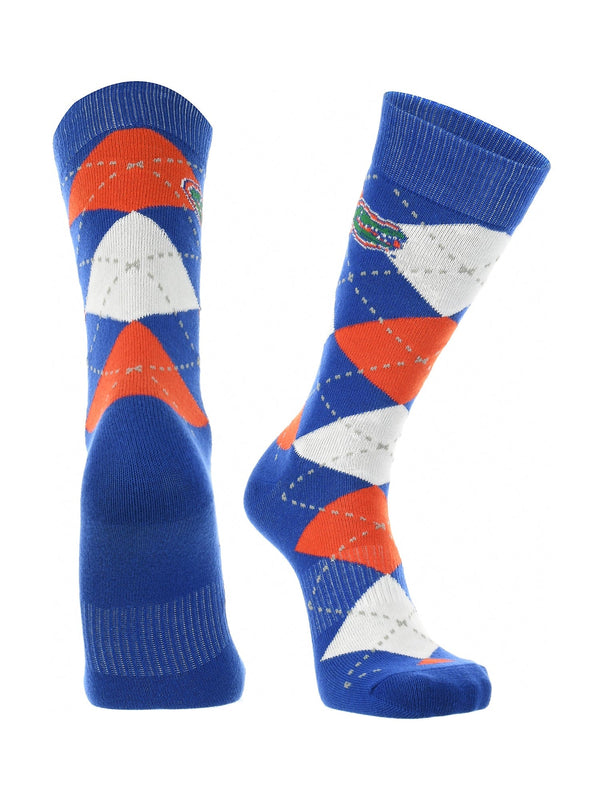 TCK socks Blue/Orange/White / Large Florida Gators Argyle Dress Socks NCAA Fanwear Crew Length