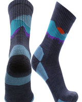 TCK socks Blue Sunset / Large Merino Wool Hiking Socks Crew Length
